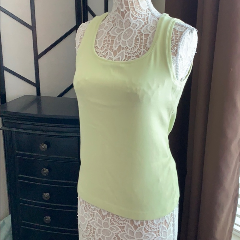 Chico’s Yellow-Green Ribbed Tank - Sz 2 (L 12)